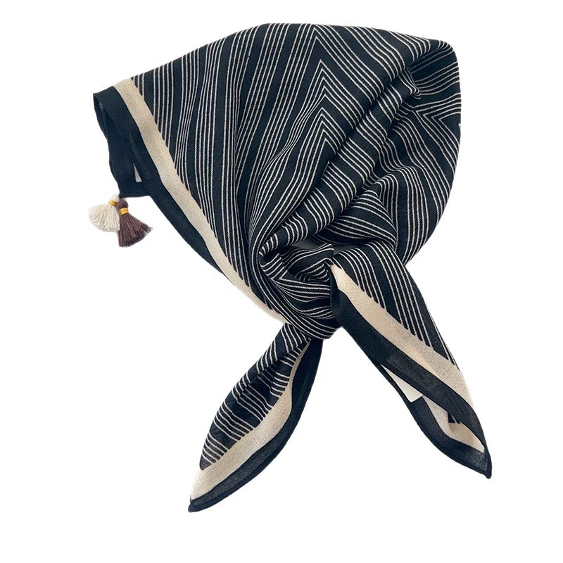 Striped Fringed Square Scarf view 5