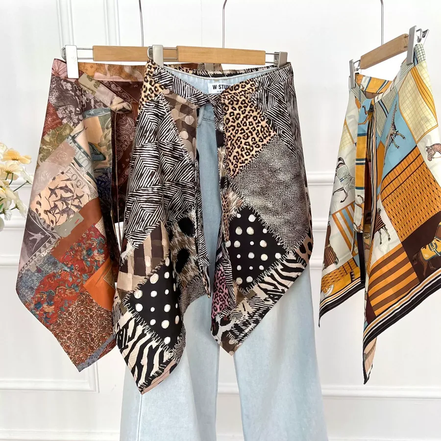 Retro Plaid Fringe Shawl