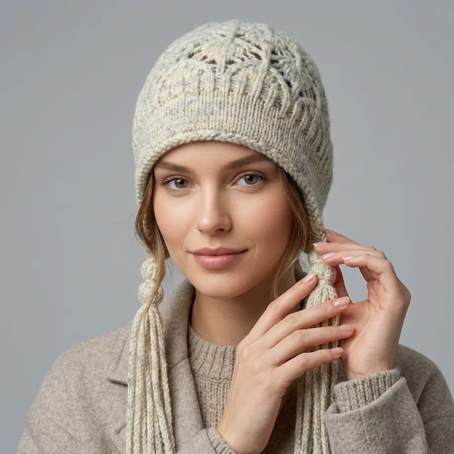 Hand Knit Beanie Hat view 3