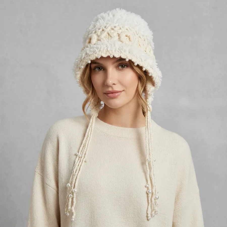 Pearl Fringed Beanie Hat view 2