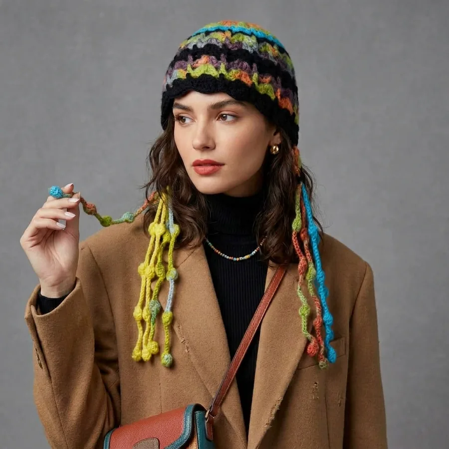 Colorful Knit Beanie Hat