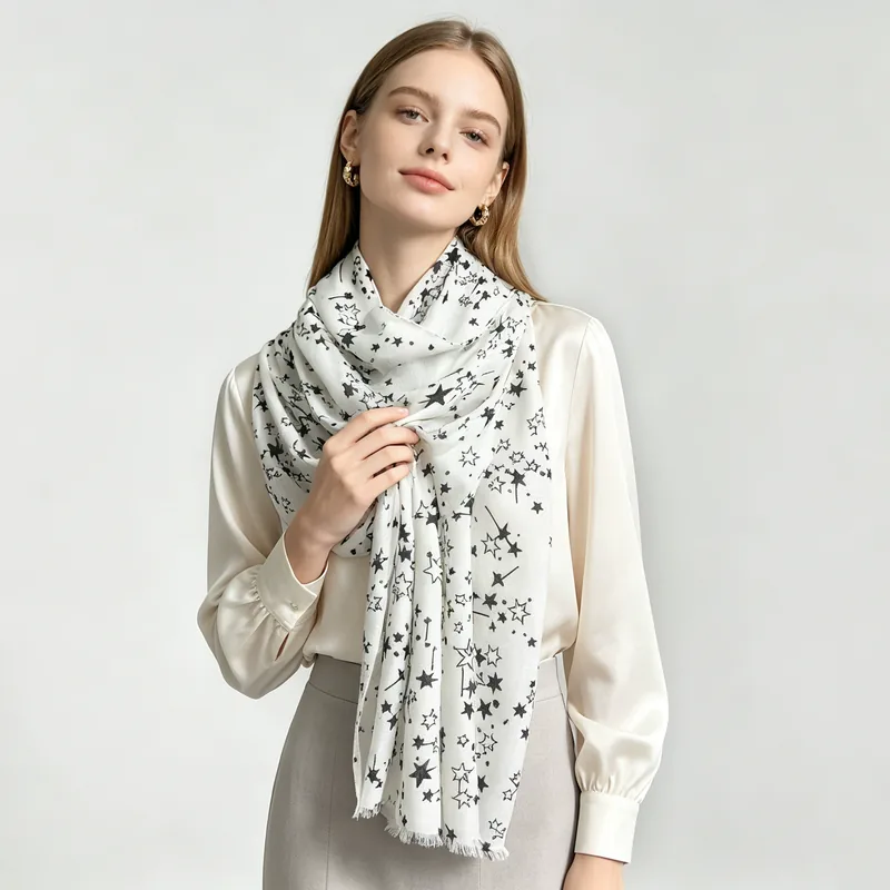 Star Print Long Scarf