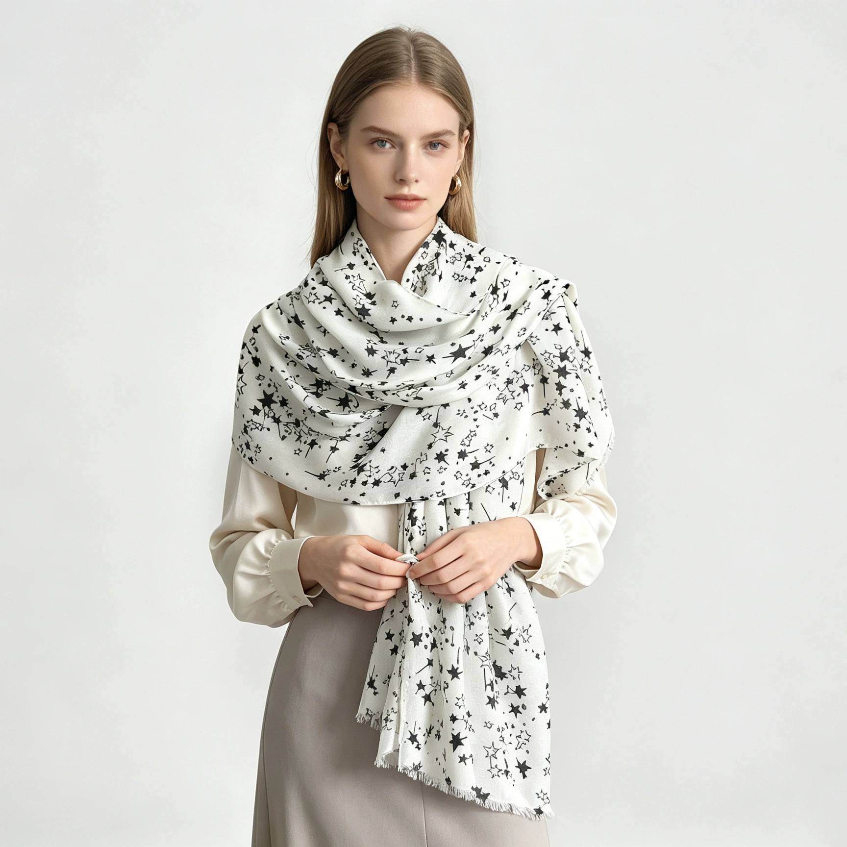 Star Print Long Scarf view 2