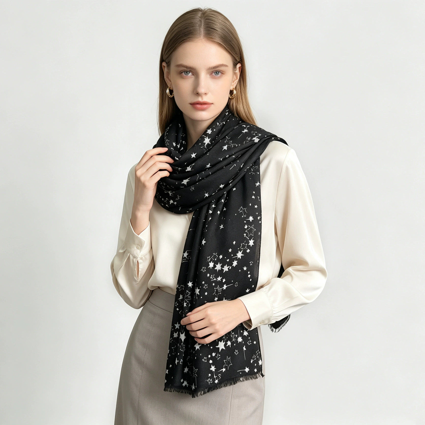 Star Print Long Scarf view 3