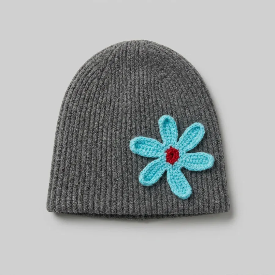 Double Layer Knit Beanie Hat view 8