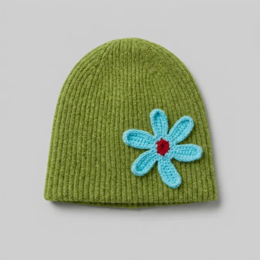 Double Layer Knit Beanie Hat view 9