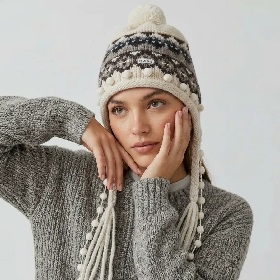 Fair Isle Knit Beanie Hat view 2