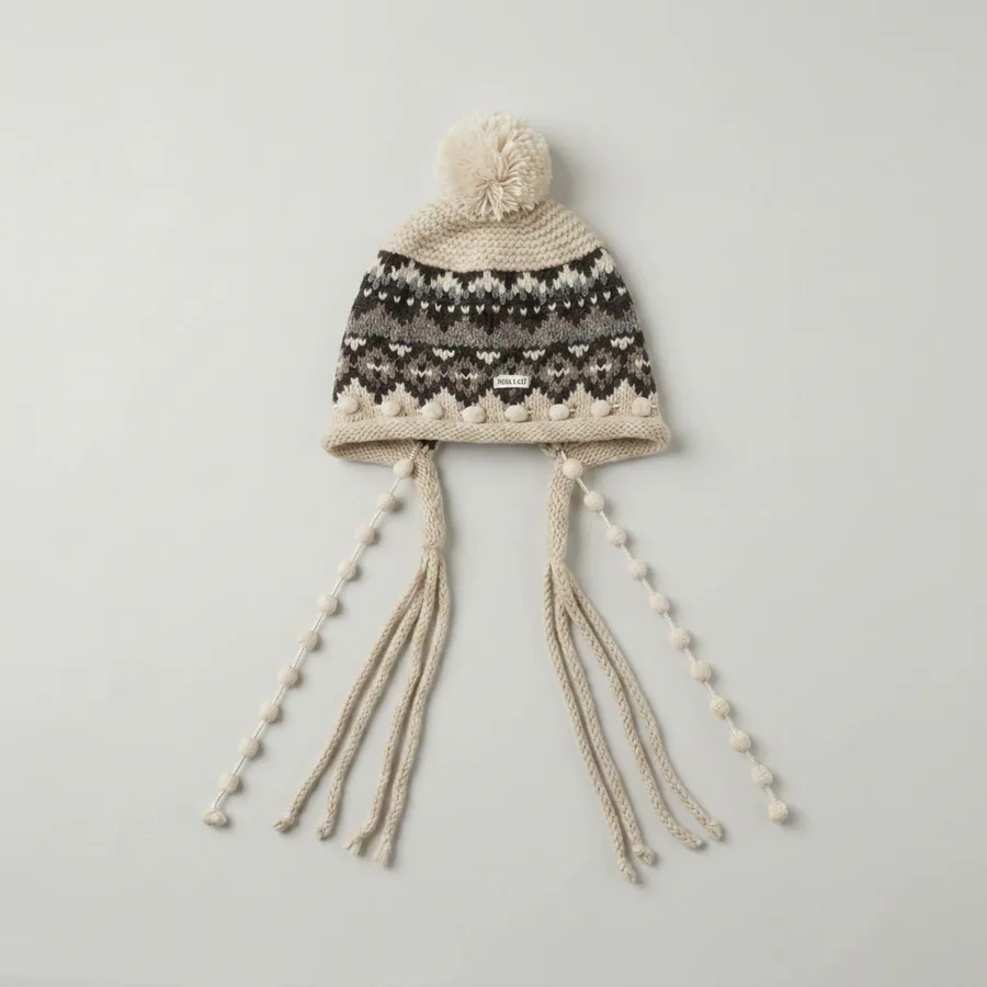 Fair Isle Knit Beanie Hat view 6