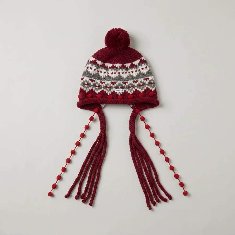 Fair Isle Knit Beanie Hat view 8