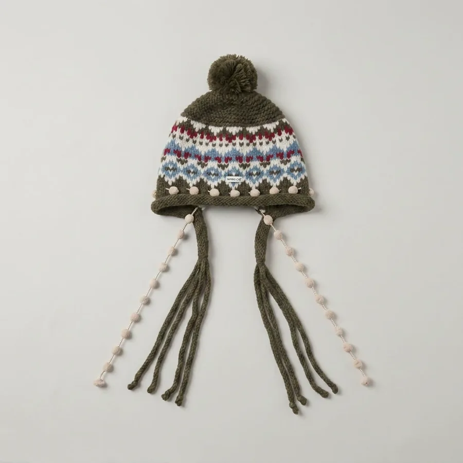 Fair Isle Knit Beanie Hat view 9