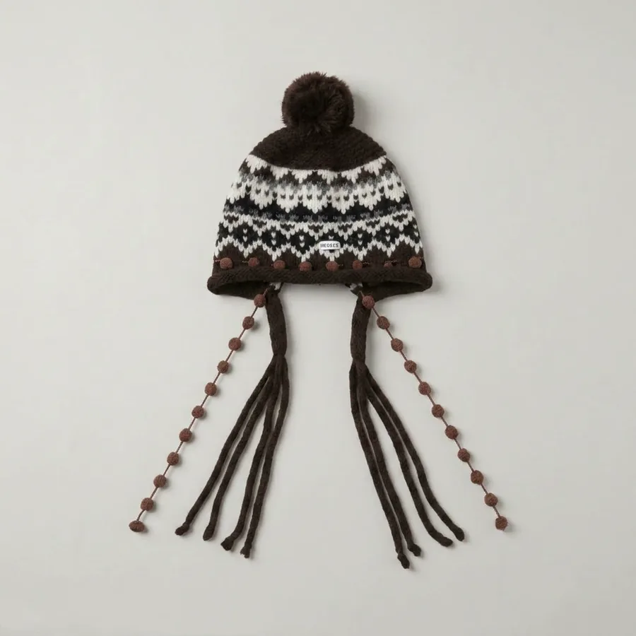 Fair Isle Knit Beanie Hat view 10