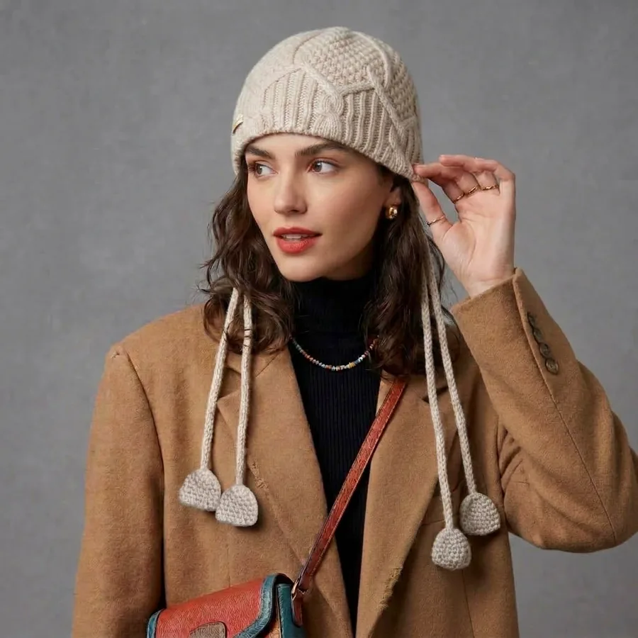 Thick Knit Beanie Hat view 3