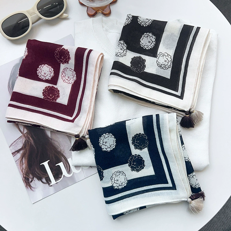 Retro Fringed Square Scarf