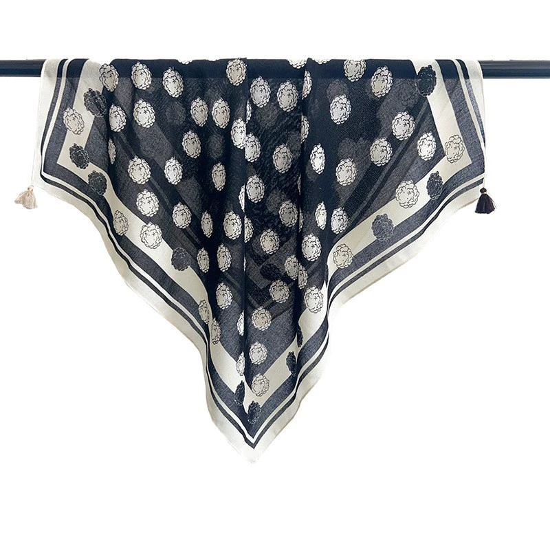 Retro Fringed Square Scarf view 5