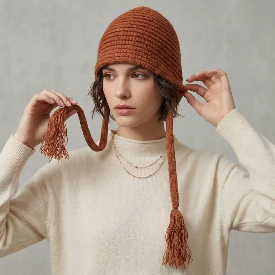 Wool Blend Knit Beanie Hat