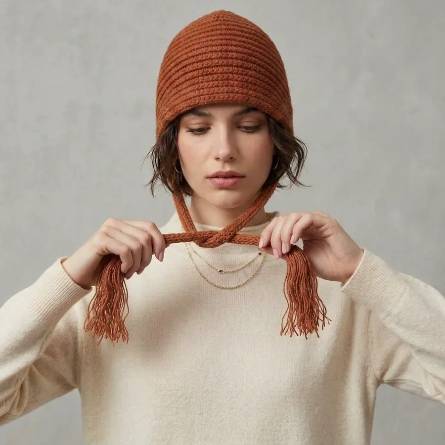 Wool Blend Knit Beanie Hat view 2