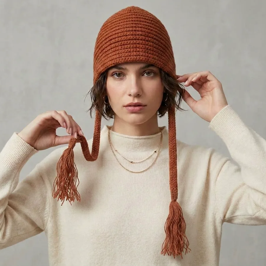 Wool Blend Knit Beanie Hat view 3