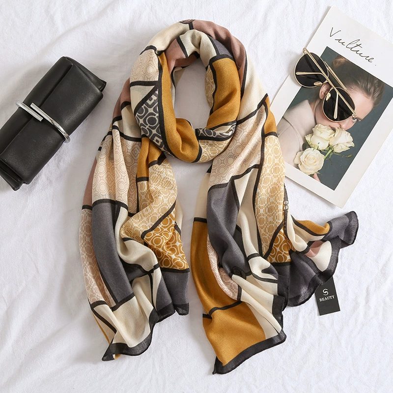 Plaid Cotton Linen Winter Scarf