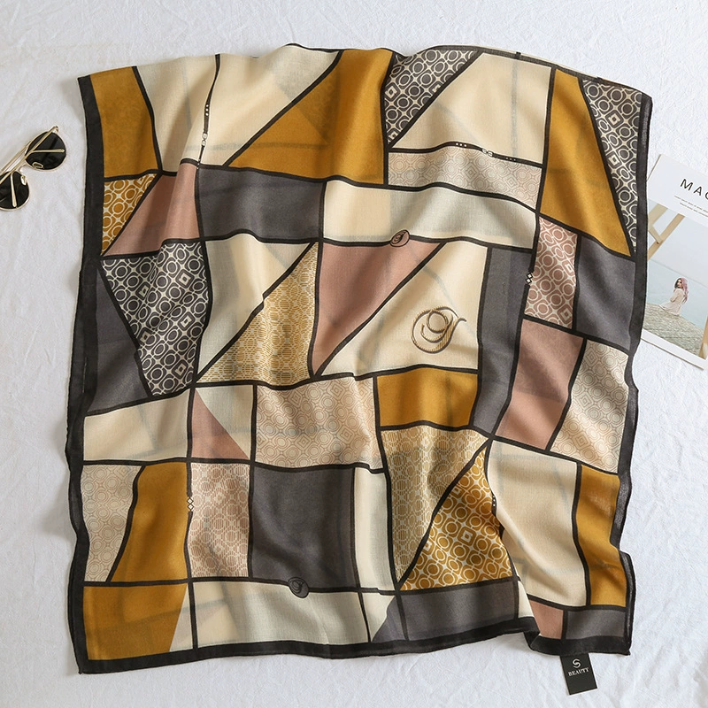 Plaid Cotton Linen Winter Scarf view 2