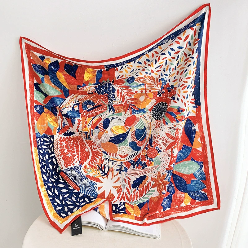 Ink Print Silk Square Scarf view 4