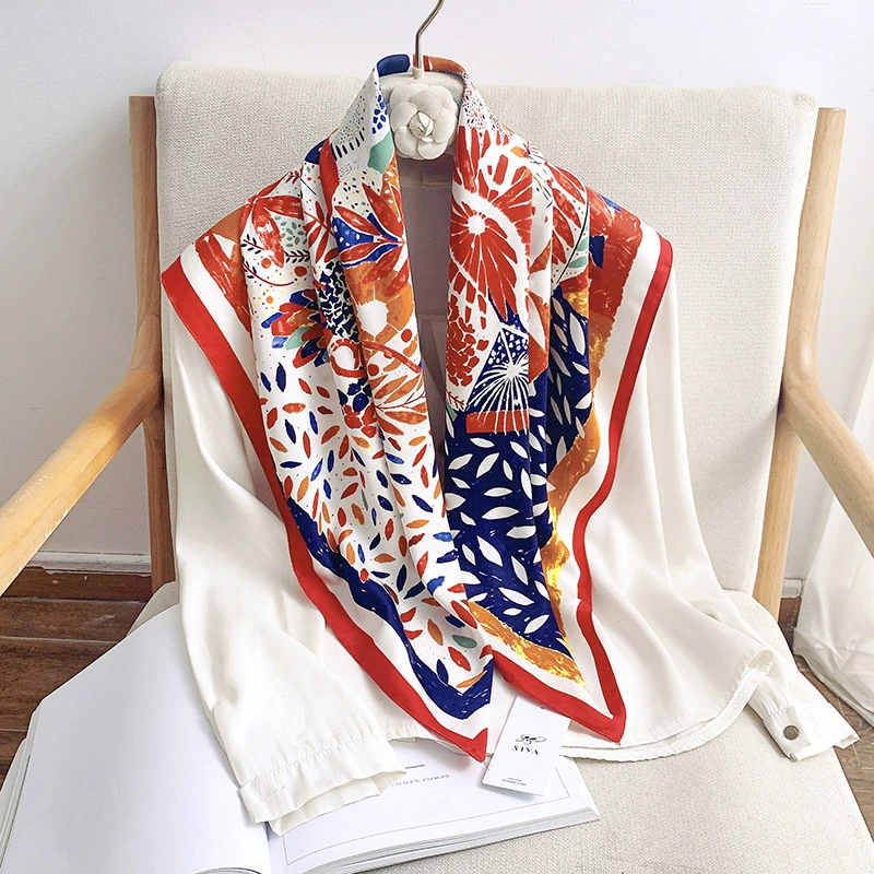 Ink Print Silk Square Scarf view 6