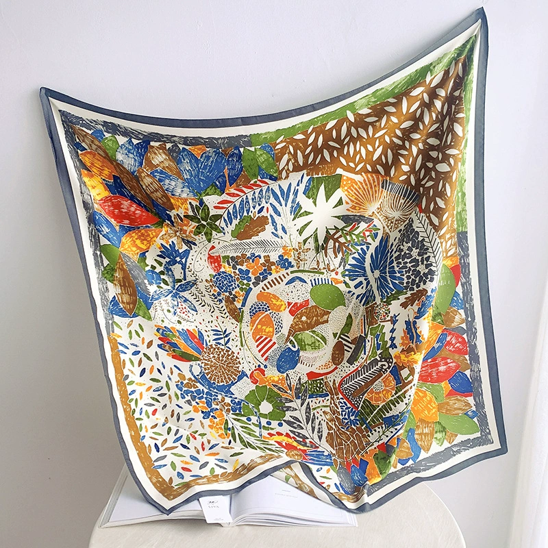 Ink Print Silk Square Scarf view 7