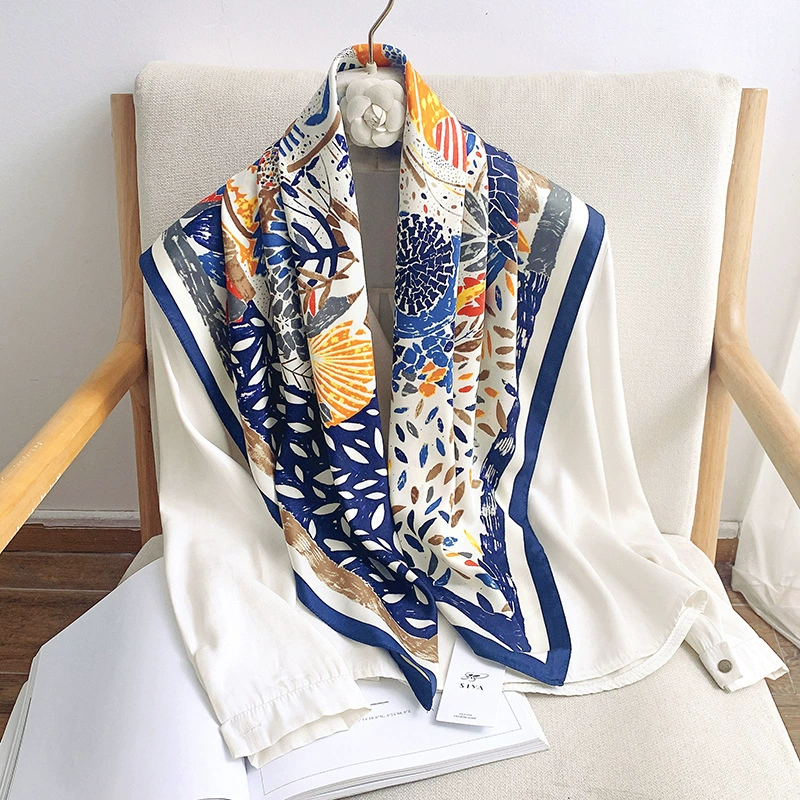 Ink Print Silk Square Scarf view 8