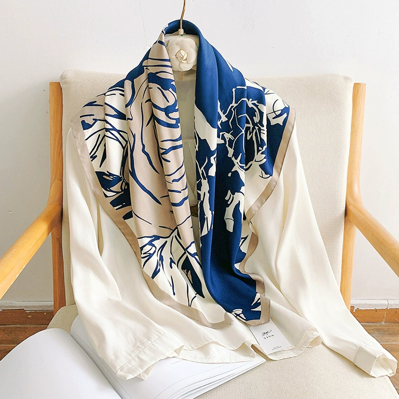 Rose Print Silk Square Scarf