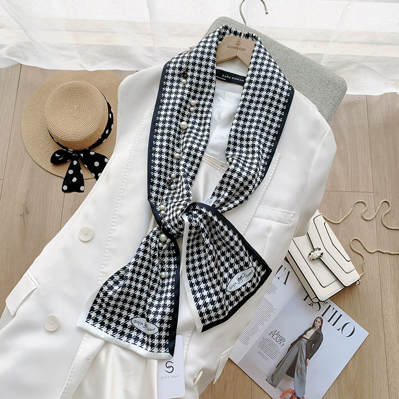 Sheer Long Twilly Scarf with Decorative Ends view 2