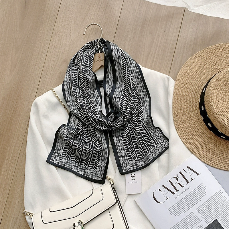 Sheer Long Twilly Scarf with Decorative Ends view 4