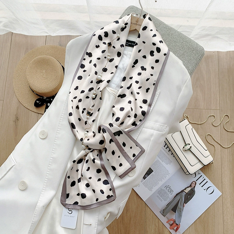 Sheer Long Twilly Scarf with Decorative Ends view 8