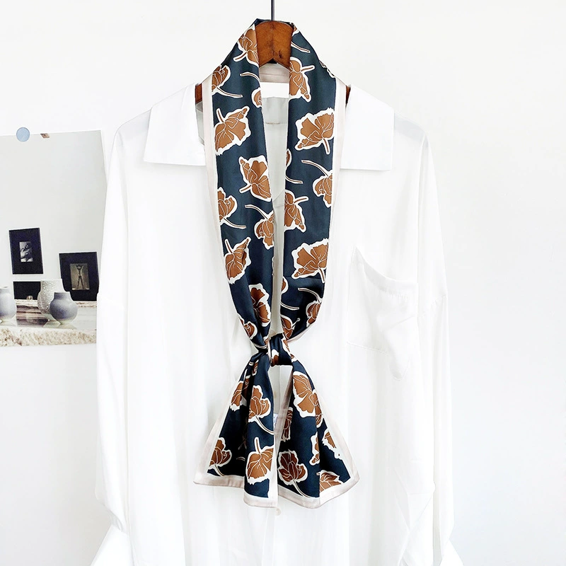 Sheer Long Twilly Scarf with Decorative Ends view 9