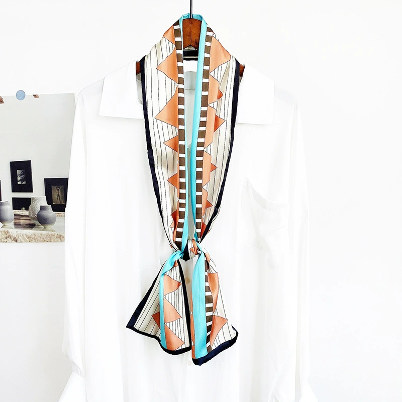 Sheer Long Twilly Scarf with Decorative Ends view 11