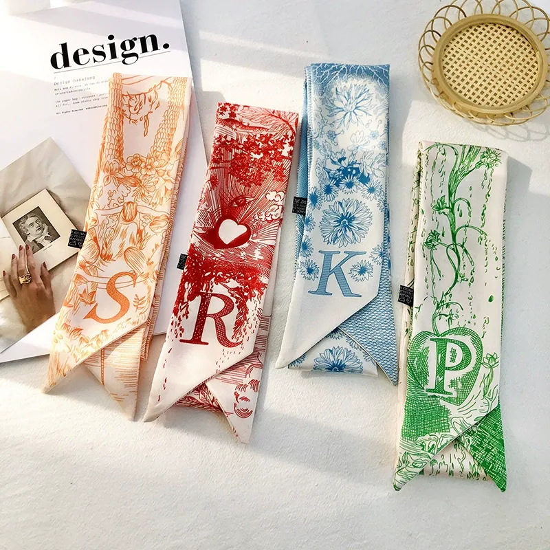 Letter Print Twilly Scarf