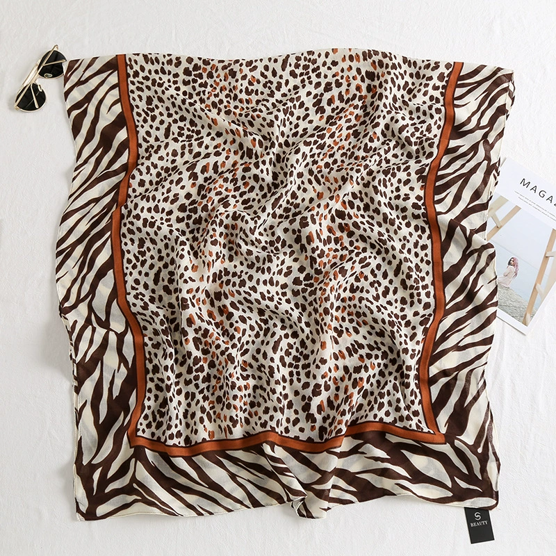 Leopard Print Cotton-Linen Scarf Wrap view 2