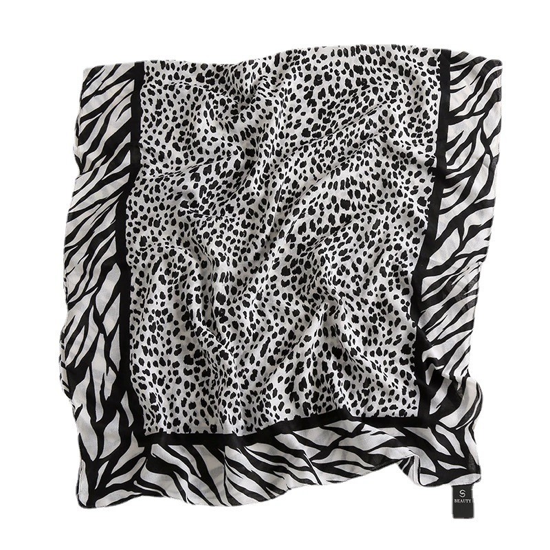 Leopard Print Cotton-Linen Scarf Wrap view 5