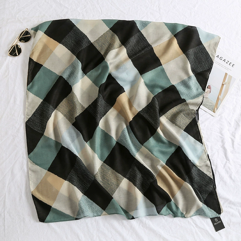 Colorful Checkered Summer Beach Scarf Wrap view 7