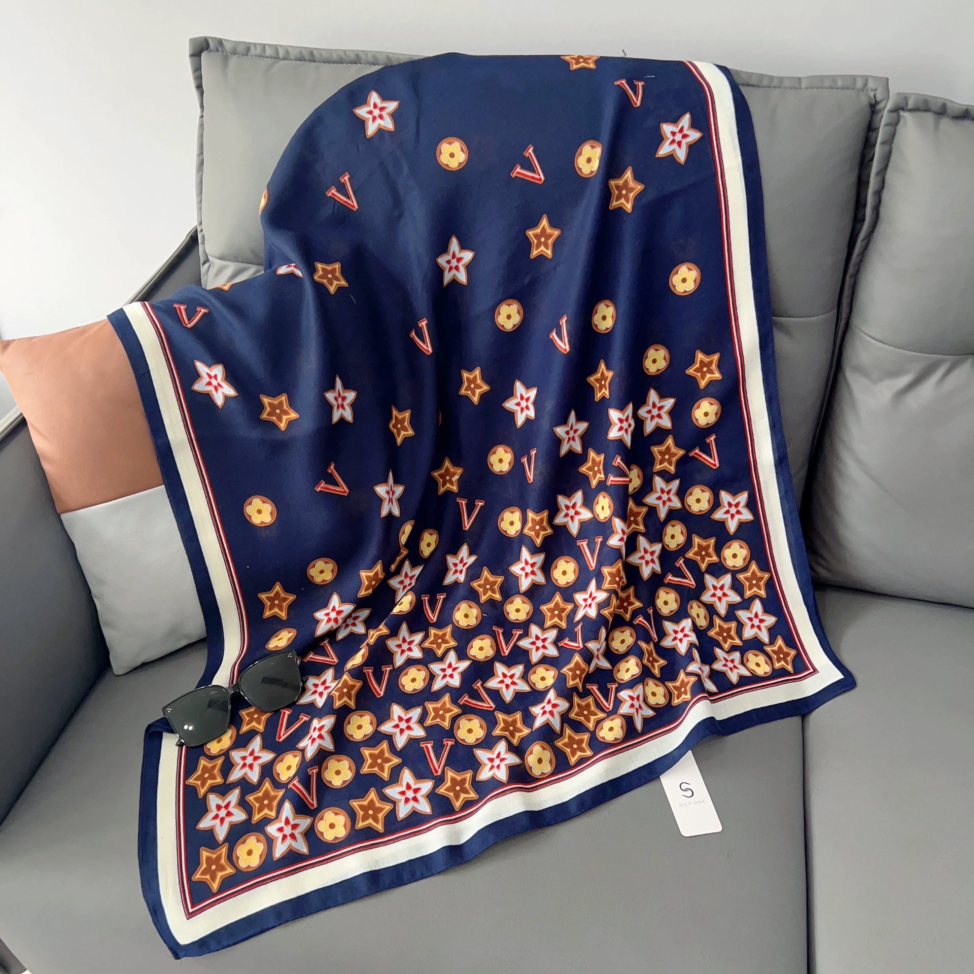 Printed Cotton-Linen Scarf Wrap view 3