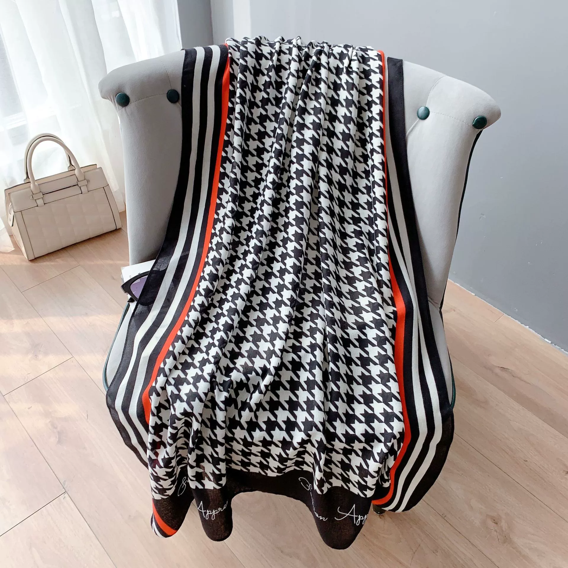 Printed Cotton-Linen Scarf Wrap view 6