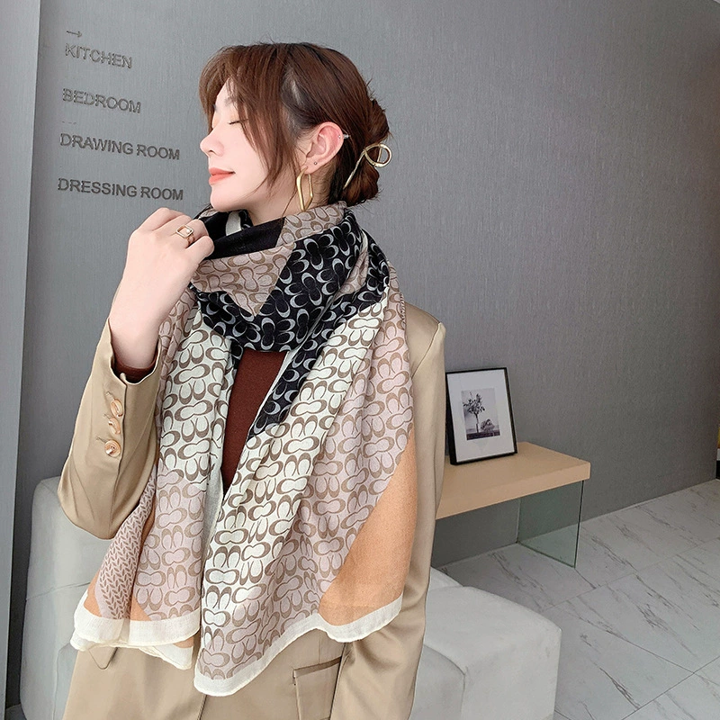 Printed Cotton-Linen Scarf Wrap view 8