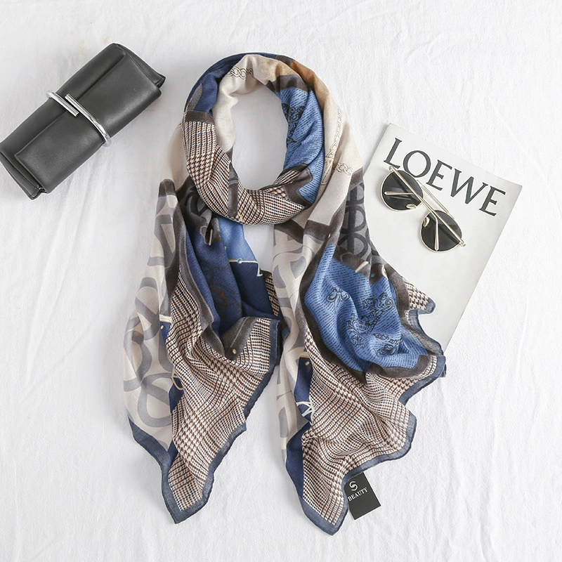 Printed Cotton-Linen Scarf Wrap view 9