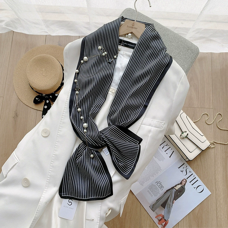 Striped Satin Twilly Scarf
