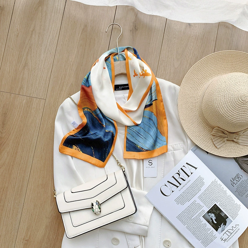 Floral Print Silk-Look Twilly Scarf view 2