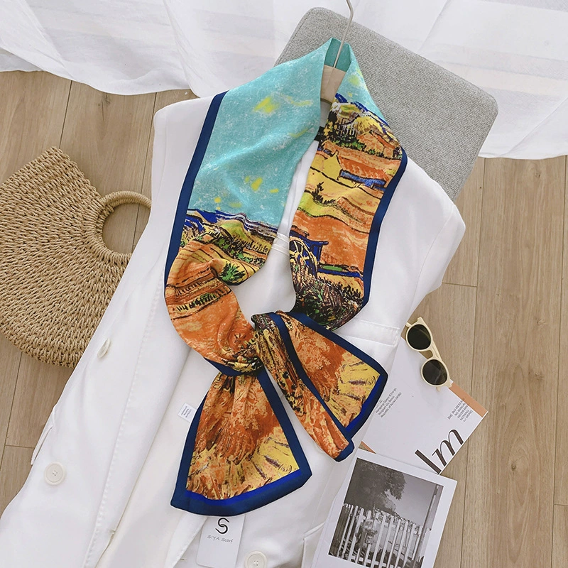 Floral Print Silk-Look Twilly Scarf view 3