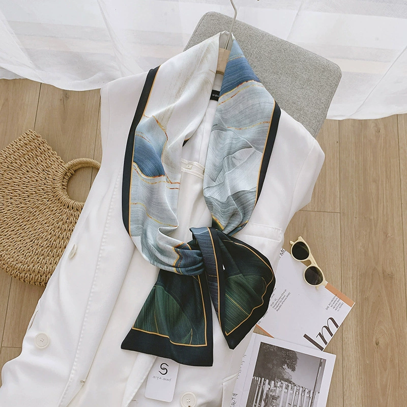 Floral Print Silk-Look Twilly Scarf view 6