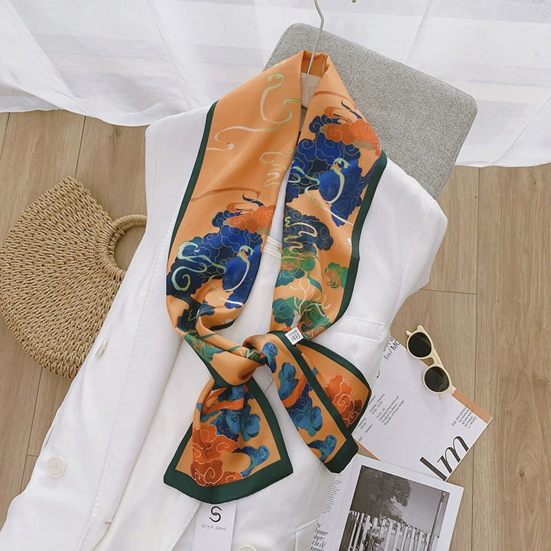Floral Print Silk-Look Twilly Scarf view 7