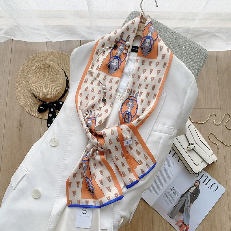 Floral Print Silk-Look Twilly Scarf view 10