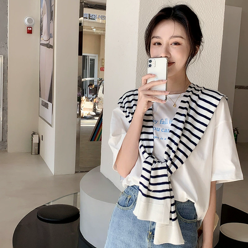Striped Knitted Capelet view 2