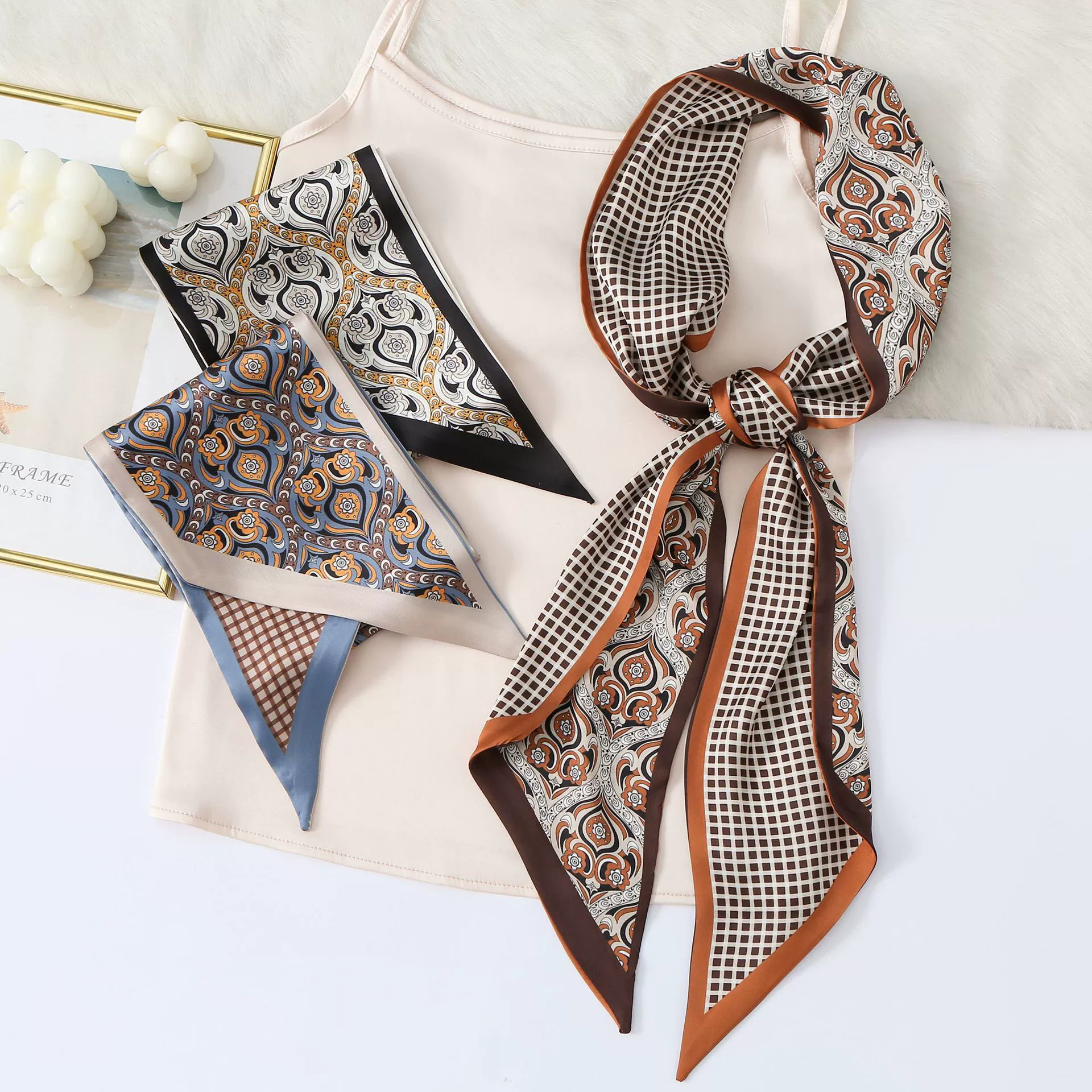 Paisley Print Silk-Look Long Scarf view 2