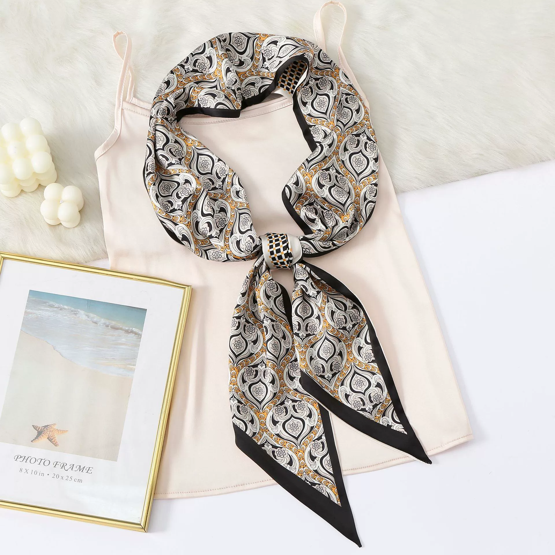 Paisley Print Silk-Look Long Scarf view 3